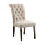 Ensemble de deux chaises d'appoint de salle à manger capitonnées en lin et bois massif beige et brun