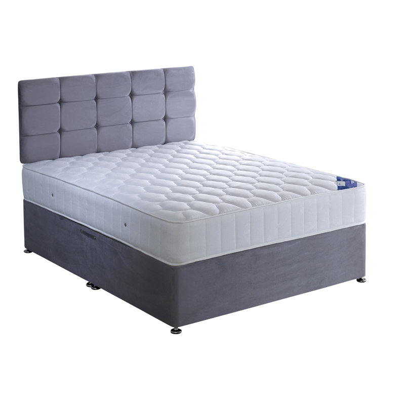 Menai Coilsprung Divan Bed Set, Kingsize (5'), 2 Drawers, White