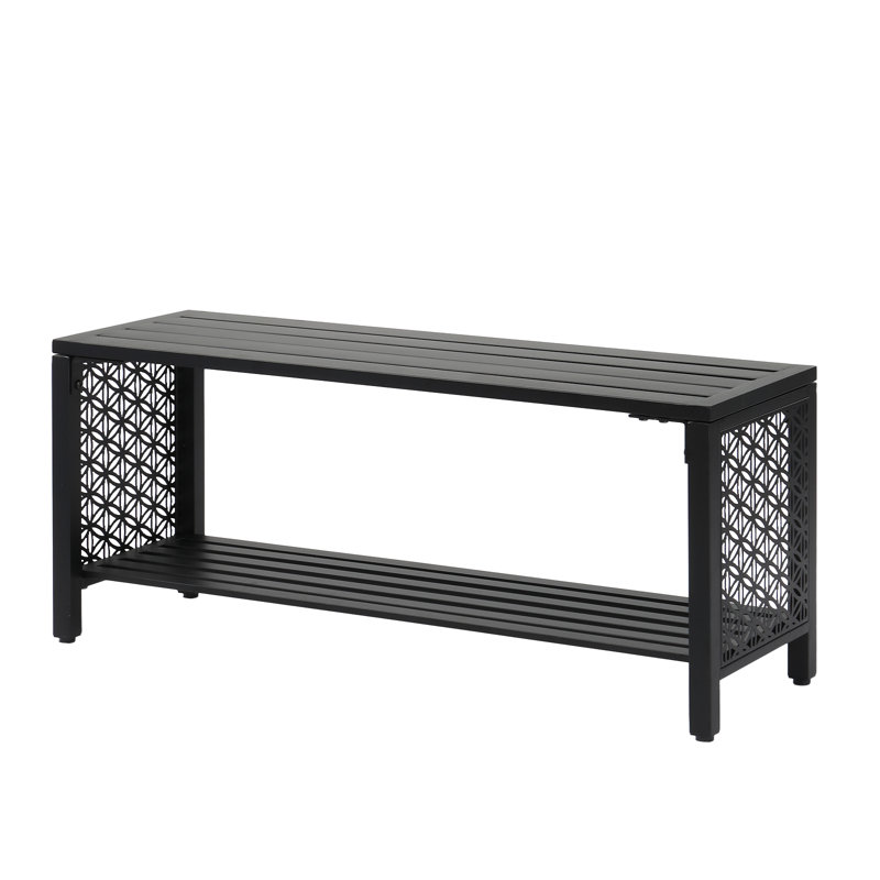 Banc de rangement en métal 39 po, Black