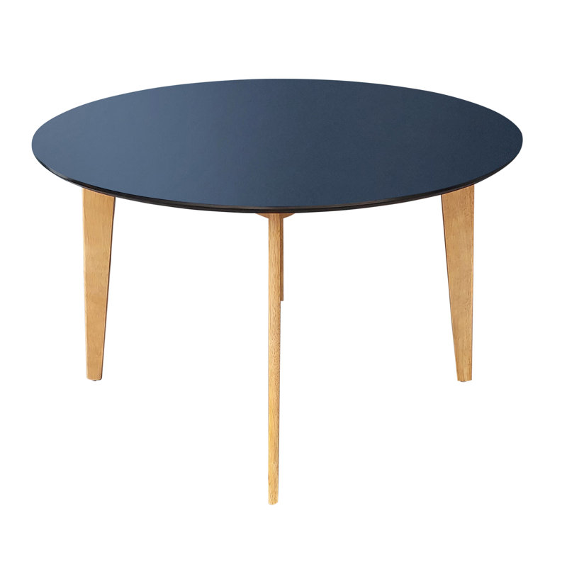 Charmain Oak Round Solid Wood Base Dining Table, Black