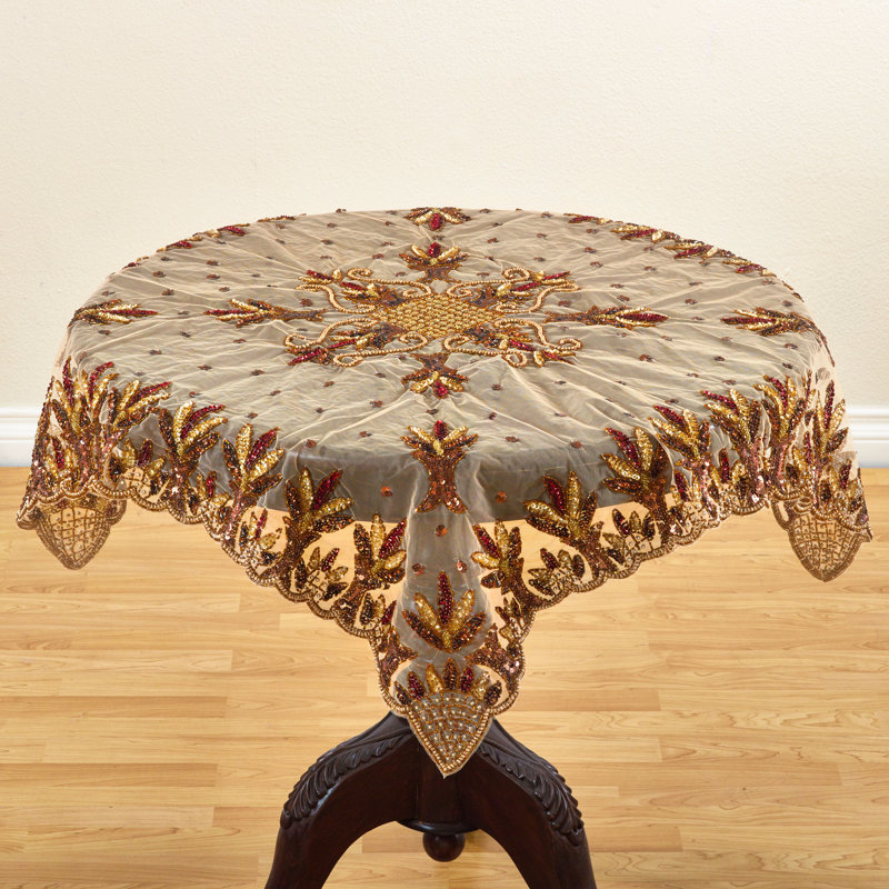 Najmina Hand Beaded Tablecloth, Brown