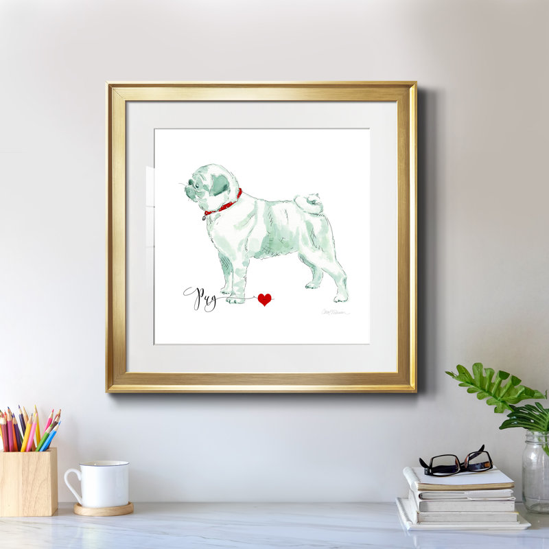Must Love Pugs - peinture encadrée, Papier encadré doré, H 17,5 po x l 17,5 po x P 1,5 po