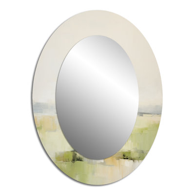 Meadow Minimalist Pastoral II - Landscapes Oval Decorative Mirror On Metal