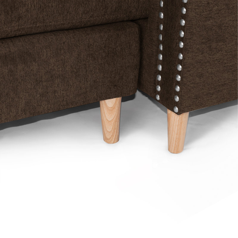 Ensemble modulaire réversible avec 2 coussins décoratifs brun clair