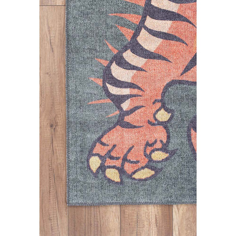 Opus Decorative Woven Base Tiger Pattern Rug in Green, Round 6'10"