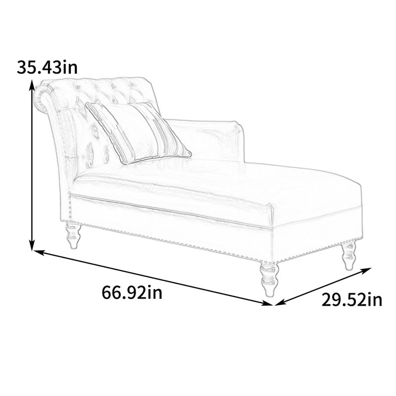Chaise longue rembourrée Tidus, Accoudoir à gauche (vu de face), Rouge datte