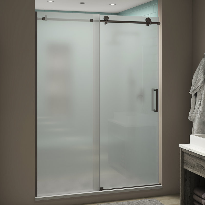 Porte de douche coulissante simple sans cadre l 48 po x H 80 Coraline, Bronze