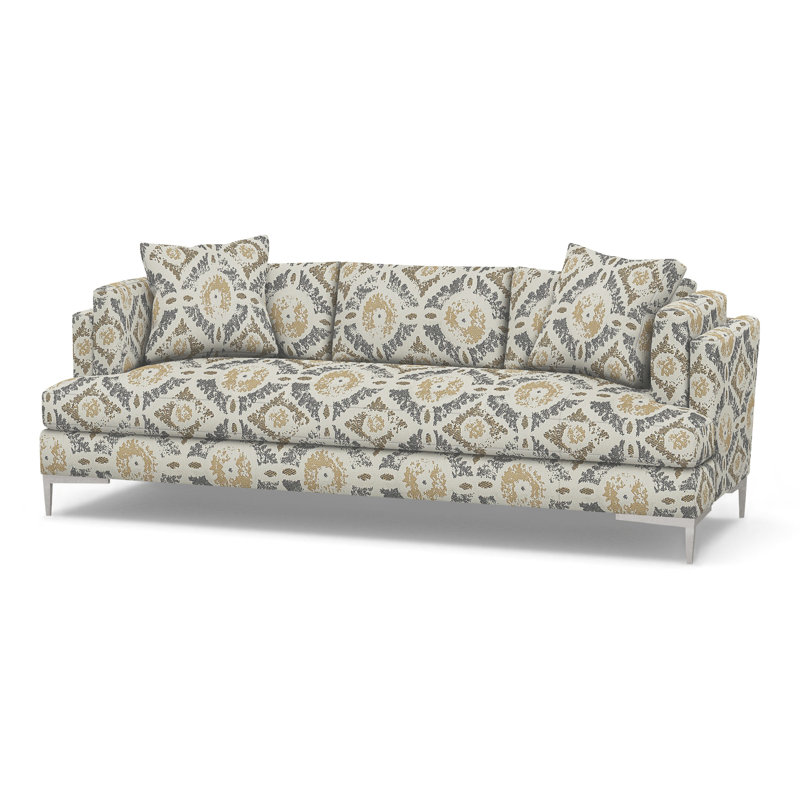 Aiden Upholstered 90.5'' Sofa, Polished Stainless, Perigold Wittstock Mist