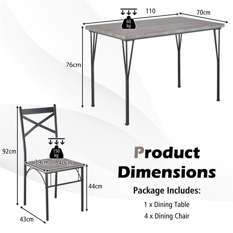 Suzzie 4 - Person Dining Set, Grey