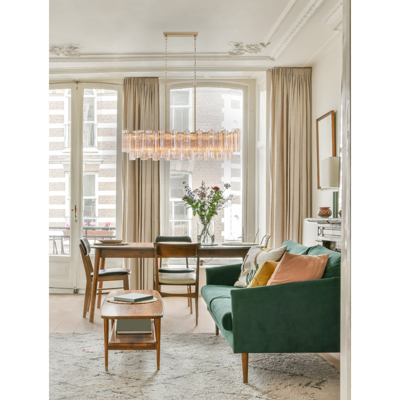 Quinzio 14 - Light Dimmable Linear Chandelier, Aged Brass