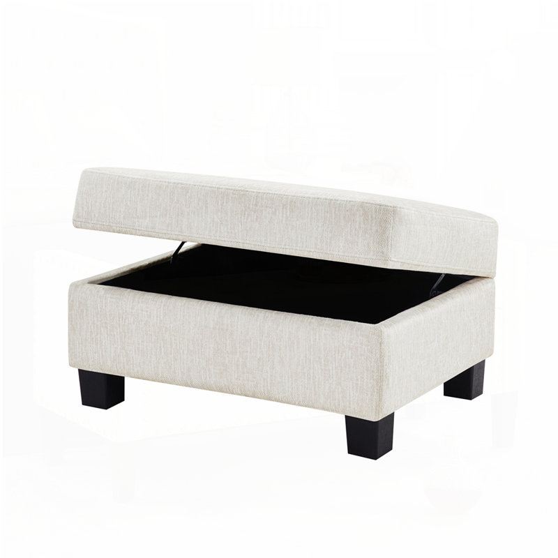 Canapé modulaire rembourré avec repose-pieds de rangement, Blanc