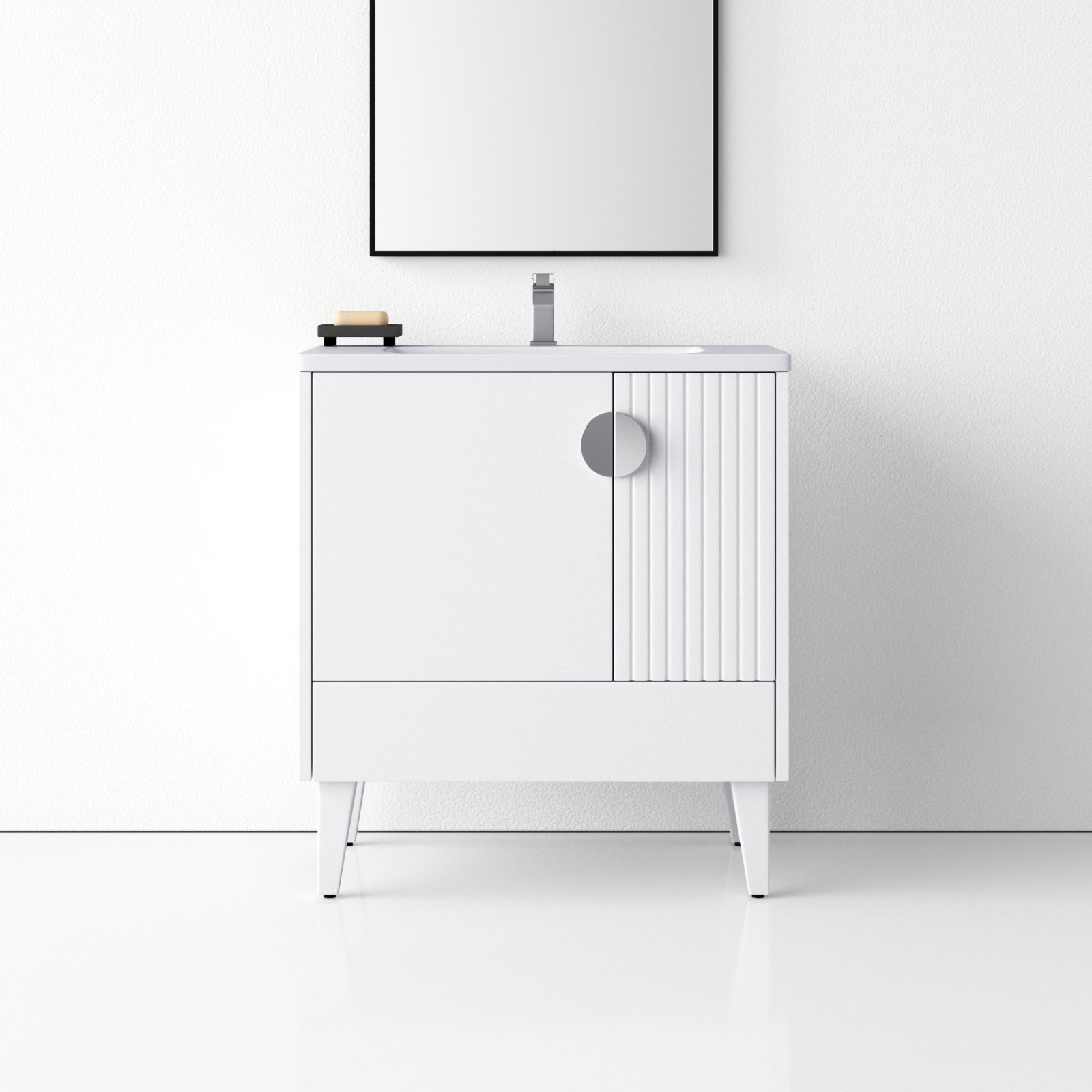 Saimah 30'' Single Bathroom Vanity, White Matte, Polished Chrome