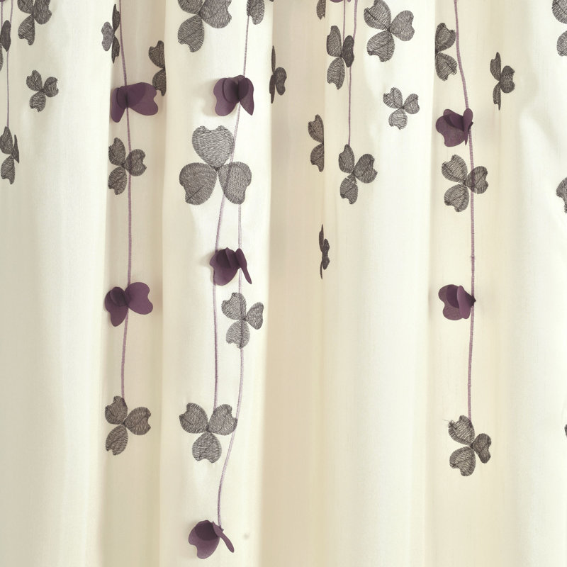 Ivory and Purple Faux Silk Light-Filtering Window Panel