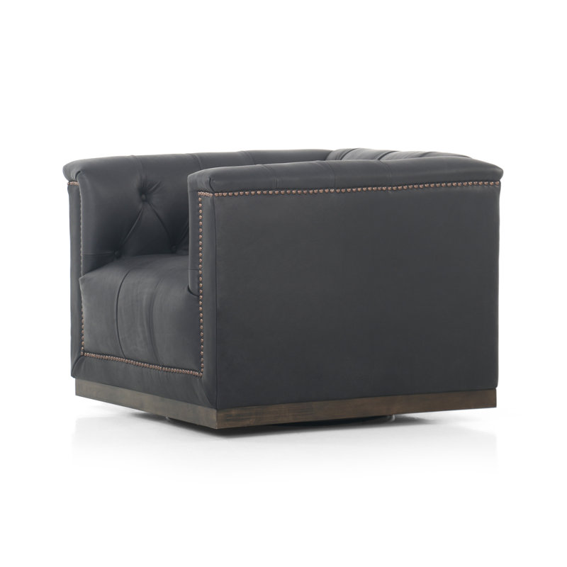 Maxx Swivel Chair, Heirloom Black Leather