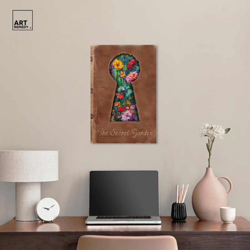 The Secret Garden Brown Floral Wrapped Canvas Art
