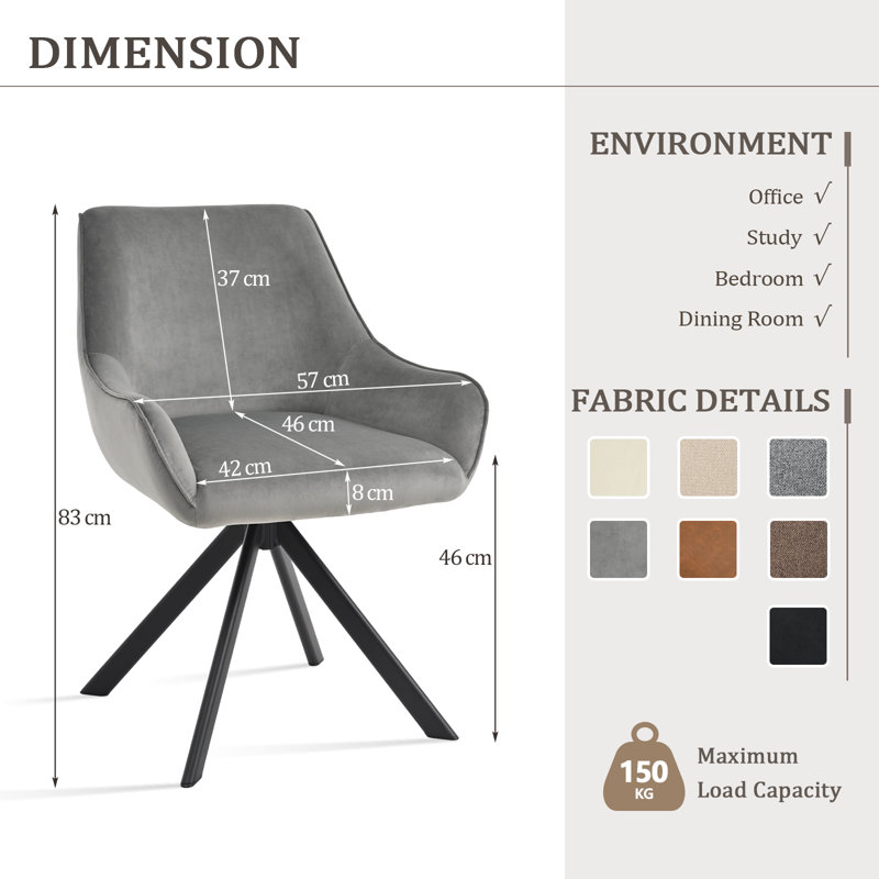Gefjun 46cm H Upholstered Metal Armchair, Light Grey Velvet