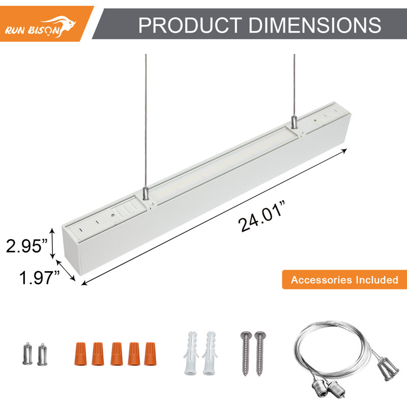 2FT Dimmable LED Shop Light Color Tempreture Selectable Commercial Linear Lighting Fixture for Office