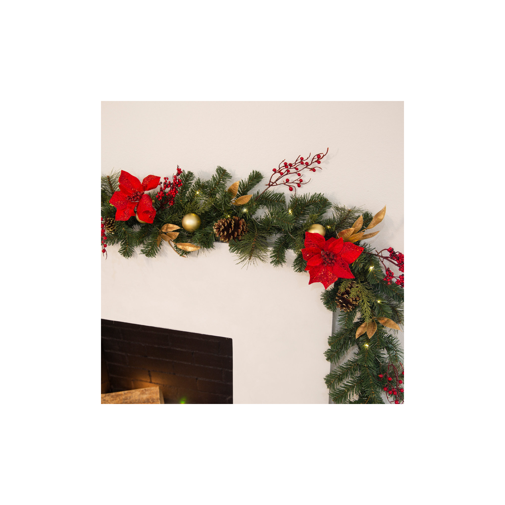 72" Red Ruby Holiday Garland with Lights