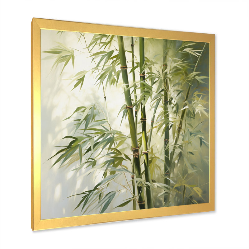 Bamboo Romantic Impression II - impression, H 16 po x l 16 po x P 1 po, Cadre doré simple