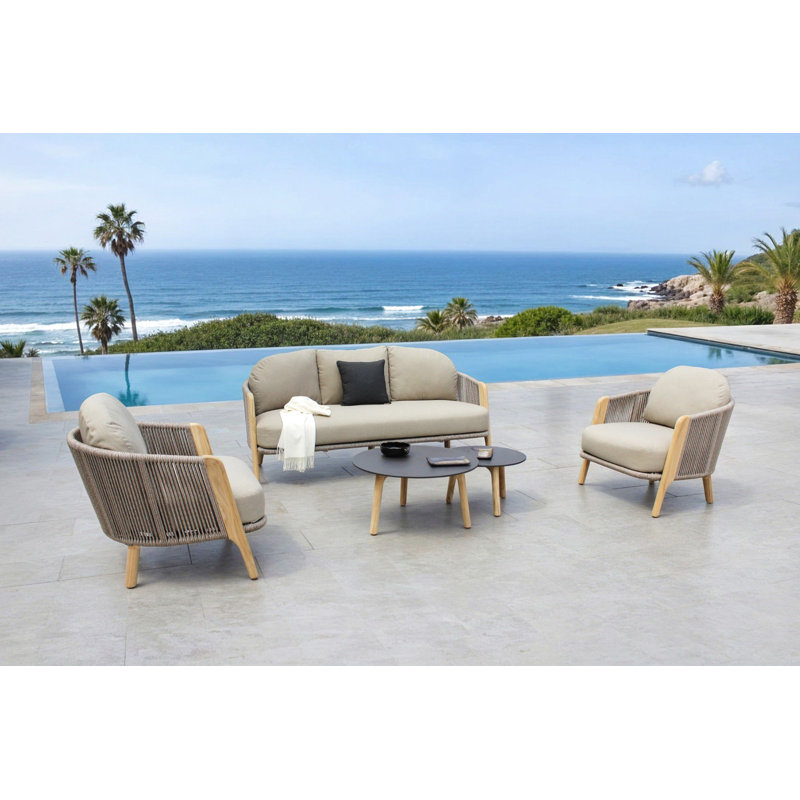 Cayman - Ensemble de canapé d'extérieur beige et teck