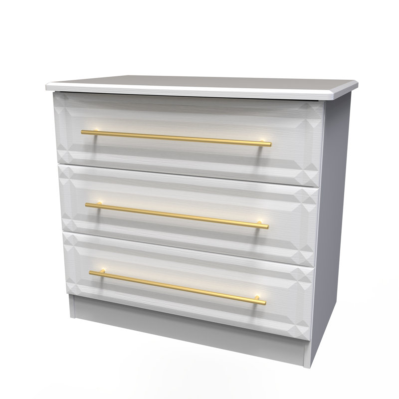 Fully Assembled Teter 3 - Drawer Chest of Drawers, White Ash