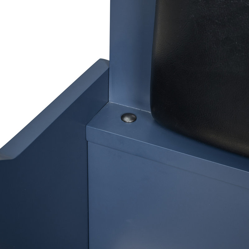 Lit simple bleu en bois en forme de voiture de course avec dossier à DEL et rembourré - Voiture confortable avec dossier rembourré confortable et sécuritaire