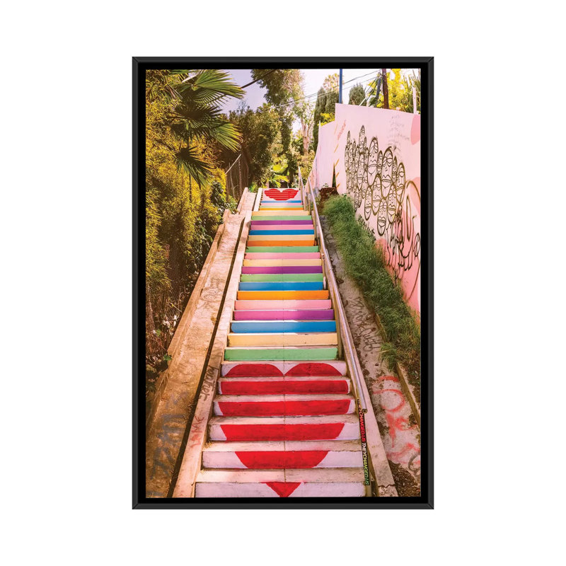 « Micheltorena stairs » par Bethany Young, reproduction de photo, H 40 po x l 26 po x P 1,5 po, Toile avec cadre noir
