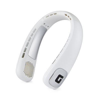 GEEPAS Portable Neck Fan | Dual Head Quiet Digital Bladeless Personal Cooling | 3 Speed USB Charging 6Hr Run Time | Ideal for Men Women Travel Gym Office Outdoor | 2 Year Warranty 2000mAh White