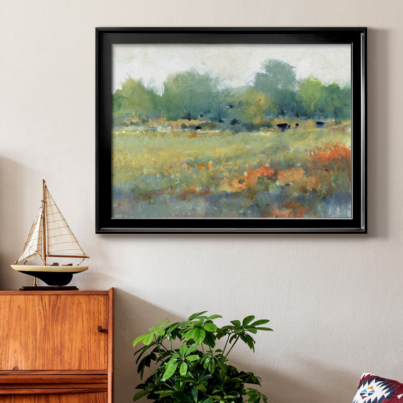 Paysage champêtre II - peinture encadrée, Noir, H 26,5 po x l 36,5 po x P 1 po, Pas de tapis