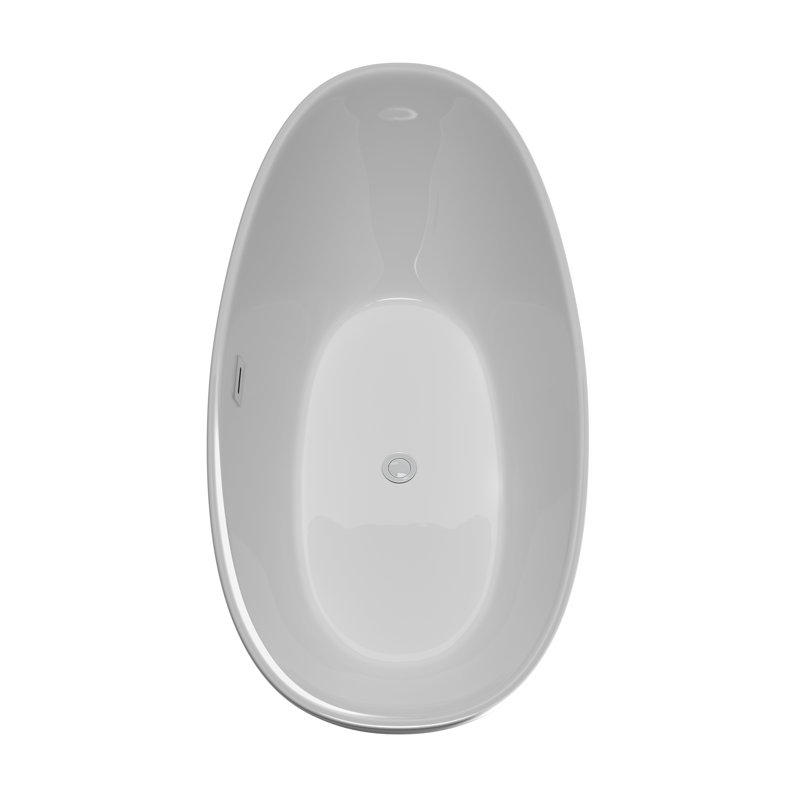 Dorrit 66" x 32" Freestanding Soaking Acrylic Bathtub, Shiny White