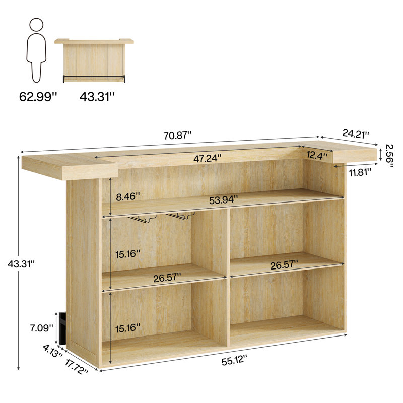 70.9 Inch 4-Tier Bar Cabinet,Home Bar