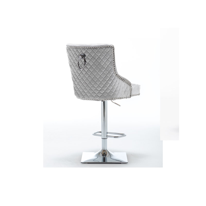 Portland Swivel Upholstered Adjustable Height Counter Stool with Metal Frame, Shimmer Grey