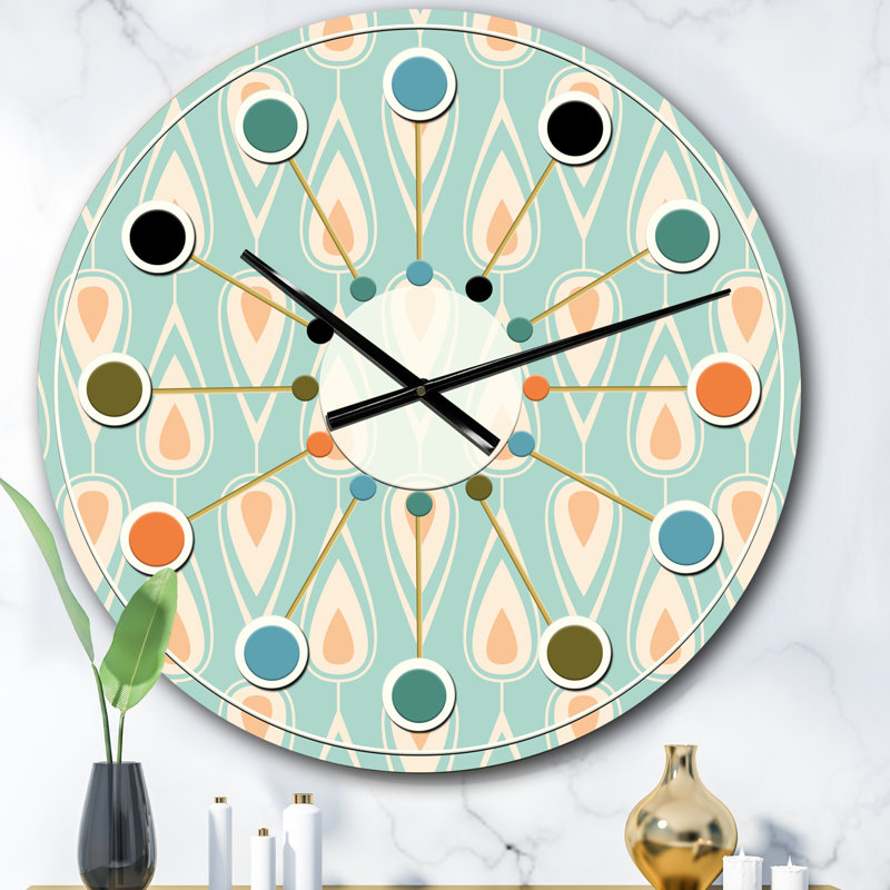 Horloge murale rétro Mid-Century, Surdimensionné