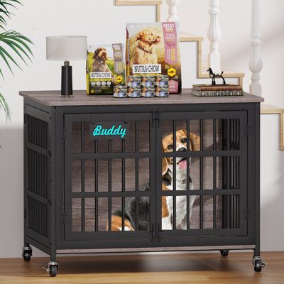 Dog Crate Furniture With Front And Side Doors, Heavy Duty Dog Kennel Indoor For Small, Medium, Large Dog