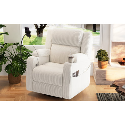 Power Recliners With Storage, Corduroy Modern Swivel Chair For Home