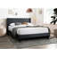 Lit moderne grand, tête de lit en toile de jute gris anthracite, lit de couleur sans sommier avec tête de lit à coutures en losange unique et cadre en bois