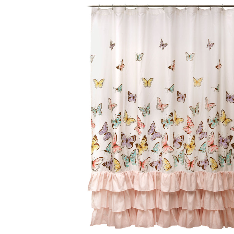 Flutter Butterfly Butterfly Single Shower Curtain, Pink