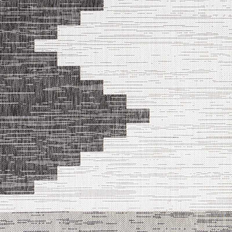 Indoor & Outdoor Modern Boho Black Rug, Rectangle 160 x 231cm