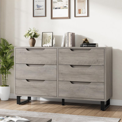 6 commodes pour la chambre à coucher, commode de 47,2 po de largeur, armoire à tiroirs verticale autoportante avec rangement, commode en bois