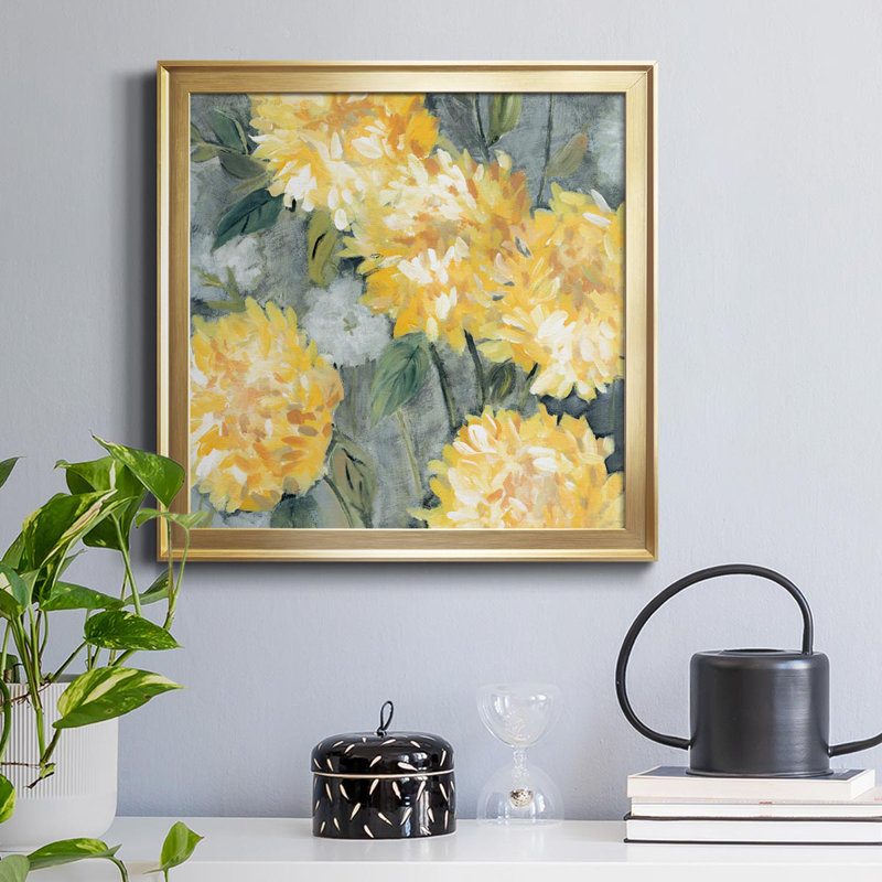Yellow Mums - Peinture sur toile encadrée, Or, H 17,5 po x l 17,5 po x P 1,5 po
