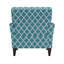 Fauteuil d'appoint avec treillis turquoise et pieds en bois massif brun foncé