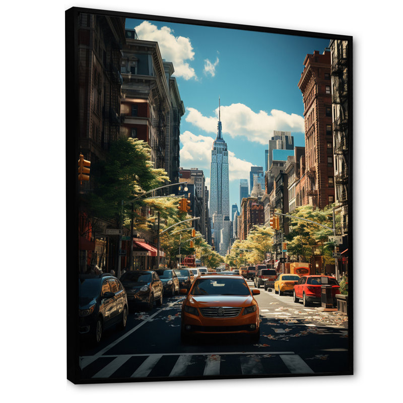 New York Street Collage - Cityscapes Wall Art Prints, H 32 po x l 16 po x P 1 po, Cadre flottant noir