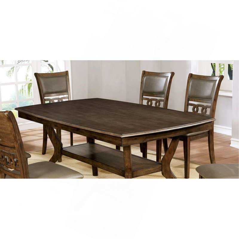 Table de salle à manger moderne moderne en noyer antique avec tablette inférieure ouverte 1pc