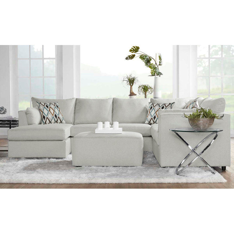 13550 3-Piece Left Facing Sectional, Robin Eggshell Polyester