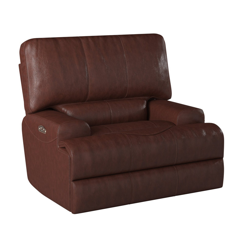 Anjuman 50" Wide Genuine Leather Power Standard Recliner, Power, Yes, Walnut Genuine Leather