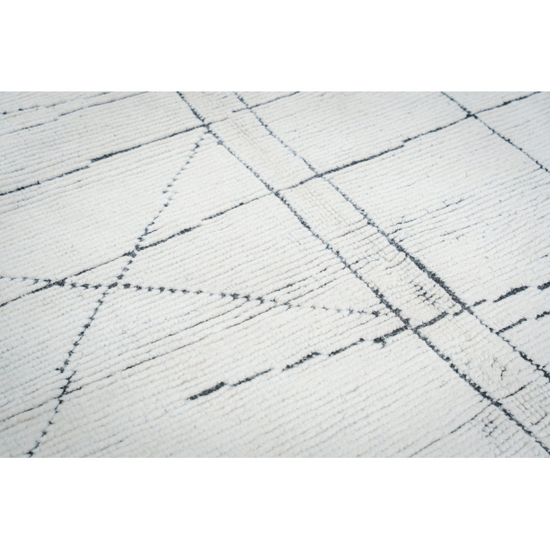 Tapis ivoire raffiné en laine noué à la main Marrakech, Rectangle de 5 pi x 8 pi