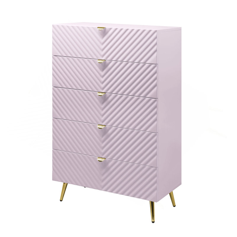Commode rose à finition ultrabrillante