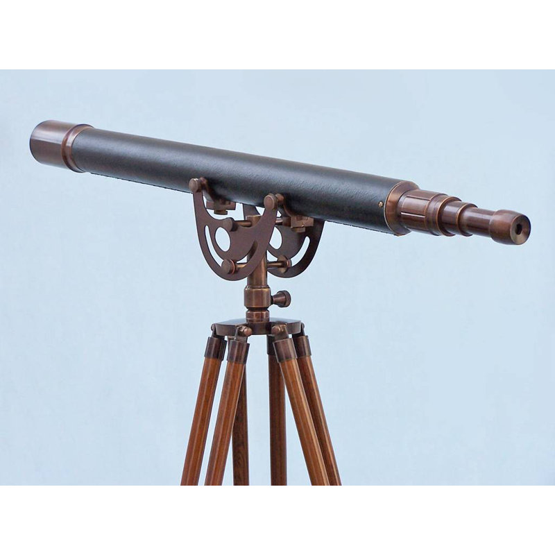 Delaware Entertainment Decorative Telescope, Antique Copper/Black Leather