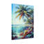 Plantes et fleurs, plage tropicale, palmiers, récif de corail, océan, ciel, coucher de soleil, couleurs-262955717