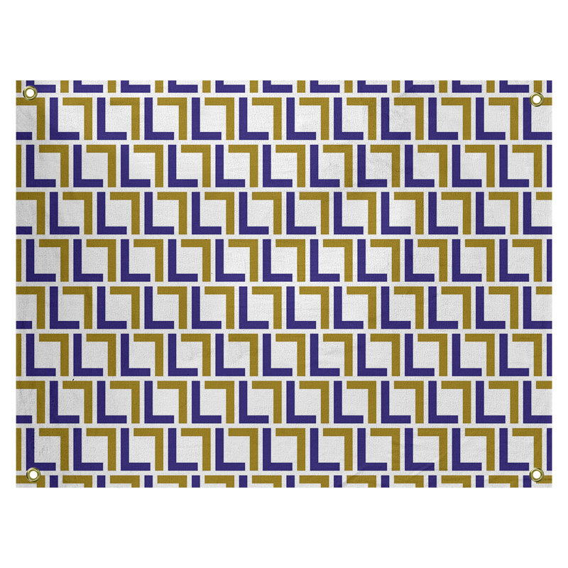 Tapisserie de football de luxe, H 50 po x l 59 po, Noir / mauve / blanc, polyester